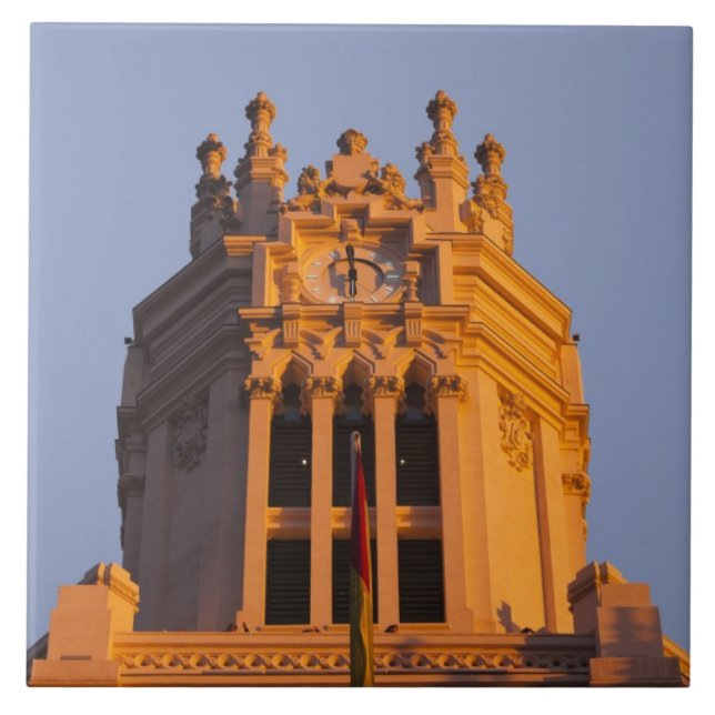 Palacio de Communicaciones, tower detail, sunset Ceramic Tile (Front)