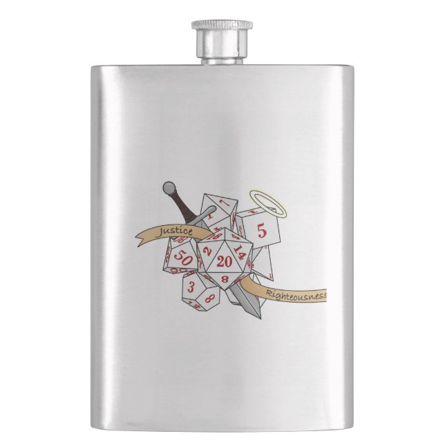 Paladin Dice Design Hip Flask (Front)
