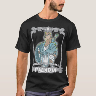 Paladin Dungeons and Llamas Llama Nerd Geek RPG Di T-Shirt
