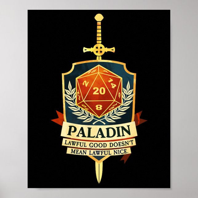 Paladin Fantasy Rpg Trpg Gamer Cl  Poster (Front)