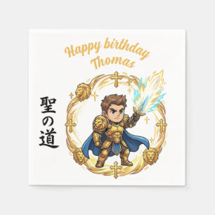 Paladin Holy Knight RPG Anime Chibi Gamer Birthday Napkin