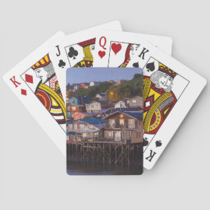 Palafito stilt houses, elevated view playing cards