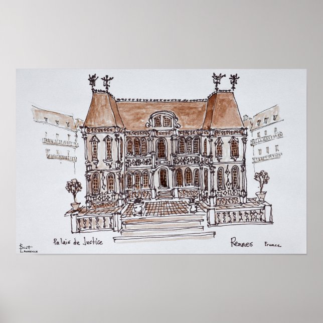 Palais de Justice Courthouse | Rennes, Brittany Poster (Front)