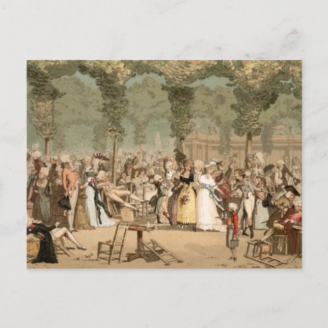 Palais Royal French Aristocrats Garden 1700s Postcard (Front)