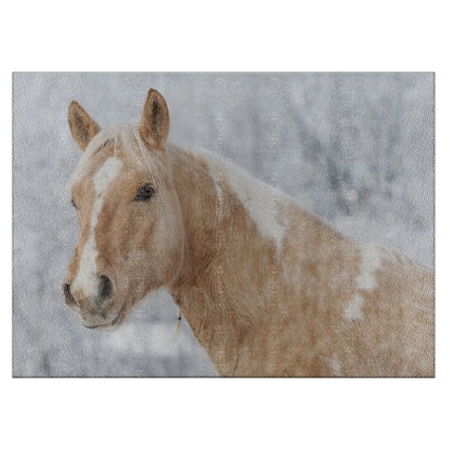 Palamino Horse in the Snow Cutting Board (Front)