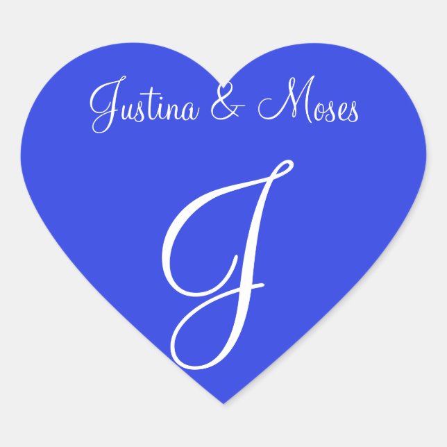 Palatinate Blue Your Own Monogrammed Weddings Heart Sticker (Front)