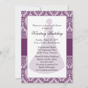 Palatinate Purple Damask Bridal Shower Invitation
