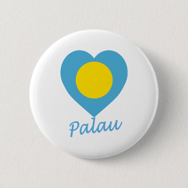 Palau Flag Heart 6 Cm Round Badge (Front)