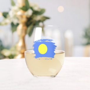 Palau flag stemless wine glass