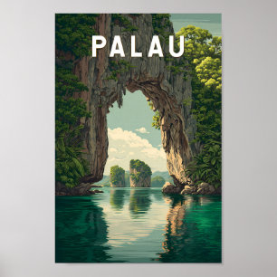 Palau Illustration Travel Art Vintage Poster