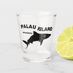 Palau Island Scuba Diving With Sharks Shot Glass