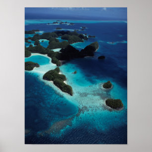 Palau, Micronesia, Aerial view of Rock Island Poster