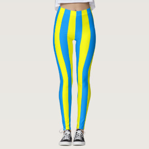 Palau National Flag Colours Vertical Striped Leggings