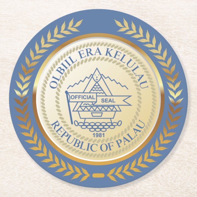 Palau Official Seal Round Paper Coaster (Front)