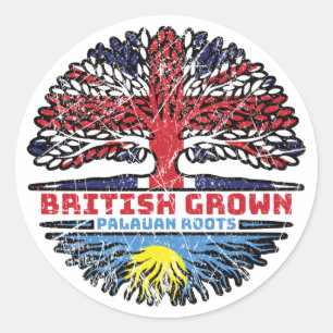 Palau Palauan British UK Tree Roots Flag Classic Round Sticker