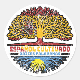 Palau Palauan Spanish Spain Tree Roots Flag Classic Round Sticker