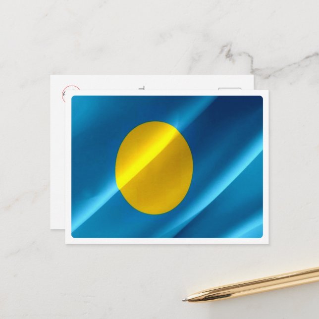 Palau - Waving Flag - Postcard (Front/Back In Situ)
