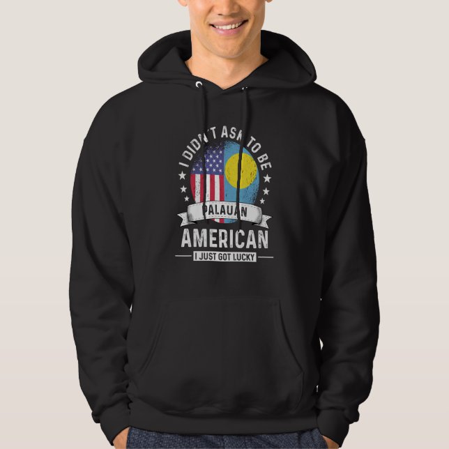 Palauan American Patriot Grown Humor Flag Hoodie (Front)