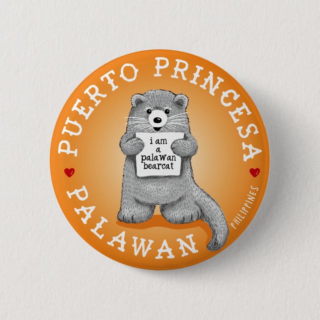 Palawan Bearcat  6 Cm Round Badge (Front)
