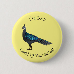 Palawan peacock pheasant bird cartoon illustration 6 cm round badge