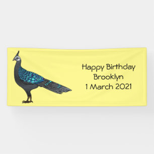 Palawan peacock pheasant bird cartoon illustration banner