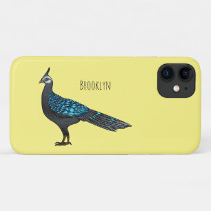 Palawan peacock pheasant bird cartoon illustration iPhone 11 case