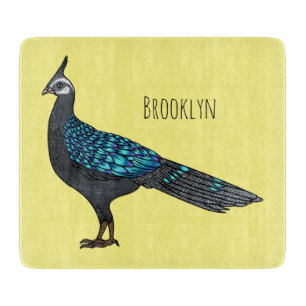 Palawan peacock pheasant bird cartoon illustration cutting board