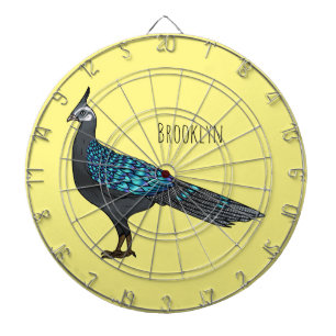 Palawan peacock pheasant bird cartoon illustration dartboard