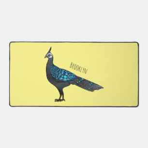 Palawan peacock pheasant bird cartoon illustration desk mat