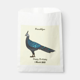 Palawan peacock pheasant bird cartoon illustration favour bag
