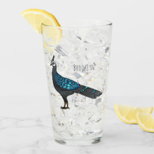 Palawan peacock pheasant bird cartoon illustration glass