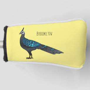 Palawan peacock pheasant bird cartoon illustration golf head cover