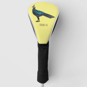 Palawan peacock pheasant bird cartoon illustration golf head cover