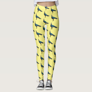Palawan peacock pheasant bird cartoon illustration leggings