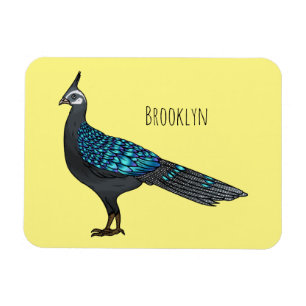 Palawan peacock pheasant bird cartoon illustration magnet