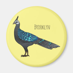 Palawan peacock pheasant bird cartoon illustration magnet