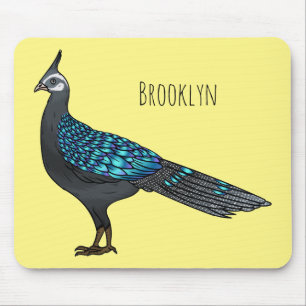 Palawan peacock pheasant bird cartoon illustration mouse pad