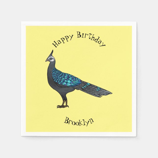 Palawan peacock pheasant bird cartoon illustration napkin (Front)