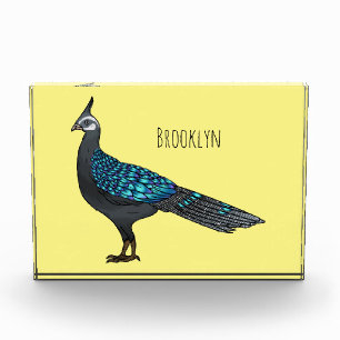Palawan peacock pheasant bird cartoon illustration photo block