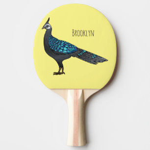 Palawan peacock pheasant bird cartoon illustration ping pong paddle