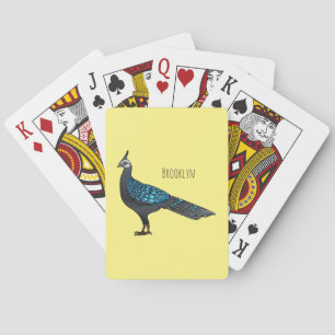 Palawan peacock pheasant bird cartoon illustration playing cards