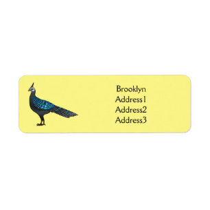 Palawan peacock pheasant bird cartoon illustration return address label