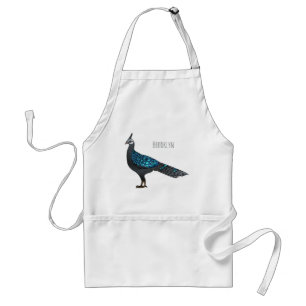 Palawan peacock pheasant bird cartoon illustration standard apron
