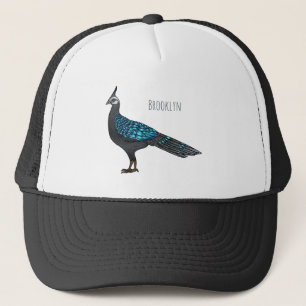 Palawan peacock pheasant bird cartoon illustration trucker hat