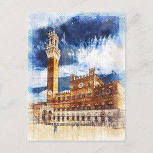 Palazzo Pubblico in Siena. Tuscany, Italy. Postcard