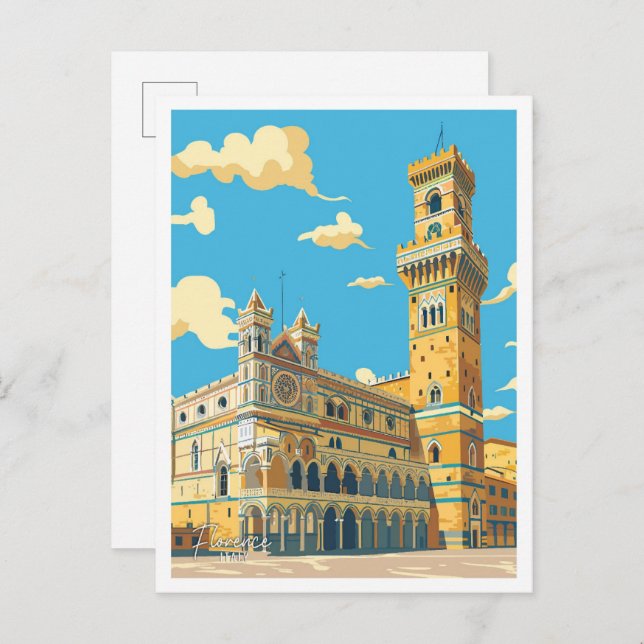 Palazzo Vecchio Florence Italy Vintage Travel Postcard (Front/Back)