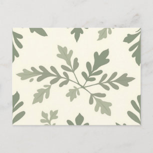 Pale and Dark Green Leaf Pattern Elegant Botanical Postcard