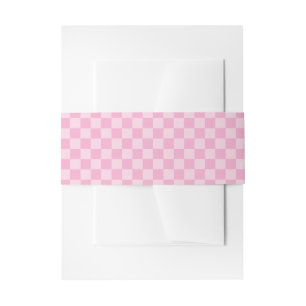 Pale and Light Pink Chequered Invitation Belly Band