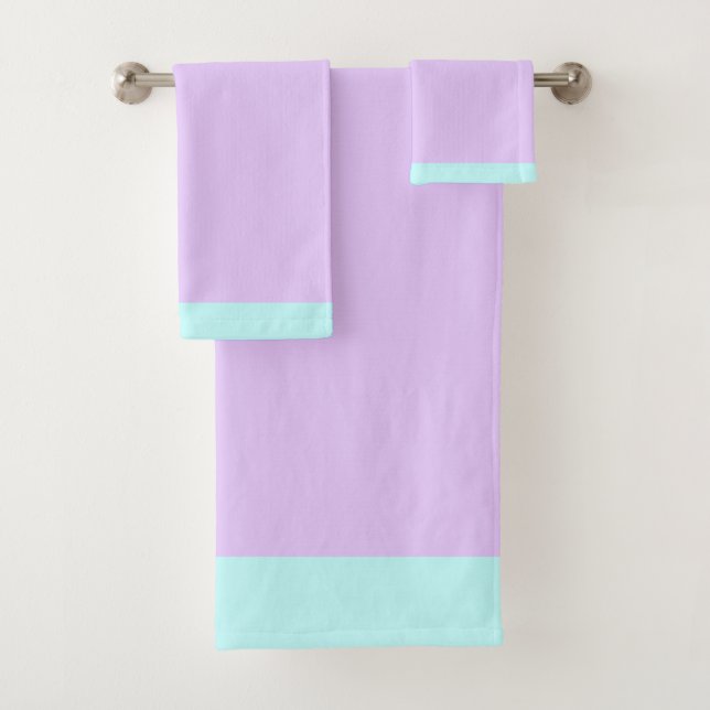  Pale Aqua And Lavender  Bath Towel Set (Insitu)