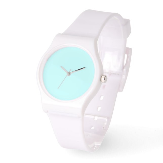 Pale Aqua Dial White Silicone Watch (Angle)